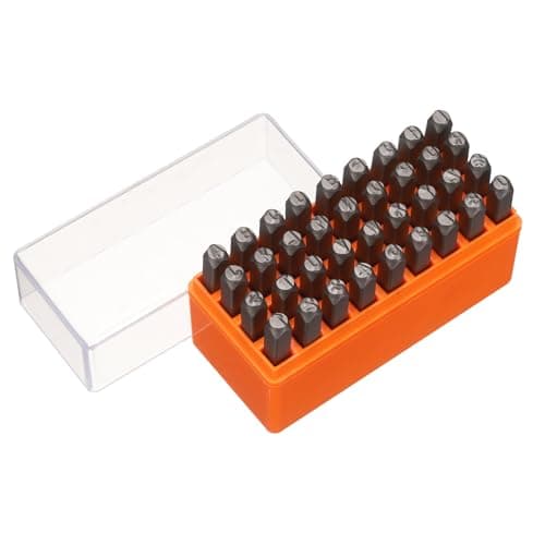 Image of sourcing map 36 Pcs Metal Letter Stamps 13/64" 5mm 40Cr Uppercase Letter and Number Stamp Set Hand Stamping Punch Kit with Case for Jewelry Making Craft Arts Ring Bracelet