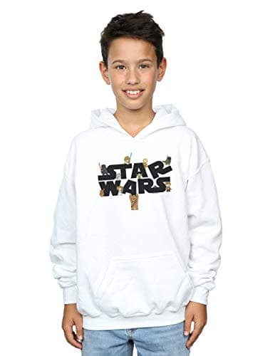 Image of Absolute Cult Star Wars Boys Kiddie Logo Hoodie White 7-8 Years