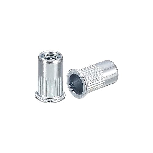 Image of sourcing map M3 Rivet Nuts, 50pcs Zinc Plated Carbon Steel Knurled Flat Head Threaded Insert Nuts
