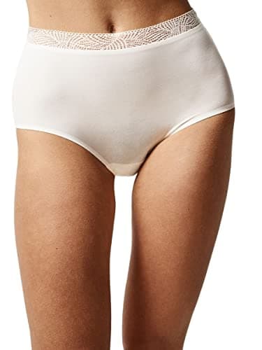Image of Chantelle Women's Soft Stretch High Waist Brief with Lace, Ivory, One Size