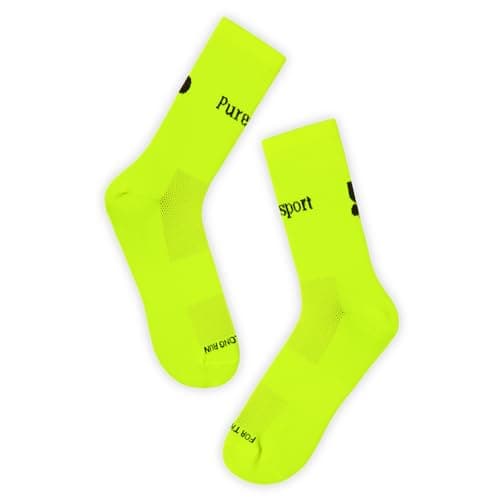 Image of Puresport Performance Running Socks (Yellow, S/M), Moisture-Wicking Training Socks with Subtle Compression for Women & Men, Ideal for Long-Distance Running, Gym & Hyrox