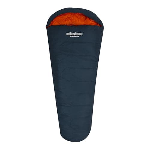 Image of Milestone Camping Mummy Sleeping Bag/Insulated 2 Season for Camping, Hiking, Festivals, Outdoors/Includes Carry Sack / 210cm x 75cm