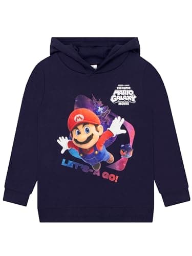 Image of Super Mario Hoodie For Boys, Mario Hooded Sweatshirt, Cotton Boys Hoodie, Galaxy Movie Boys' Hoodies, Navy 11-12 Years