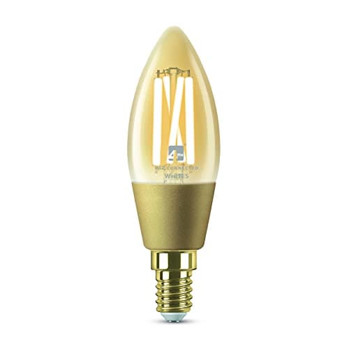 Image of 4lite Smart C35 E14 Amber Filament Candle LED Bulb (5W) Dimmable 370Lm 2000-5000K Tuneable White, Wi-Fi/Bluetooth Controlled with Screw Fitting - 4l1/8050