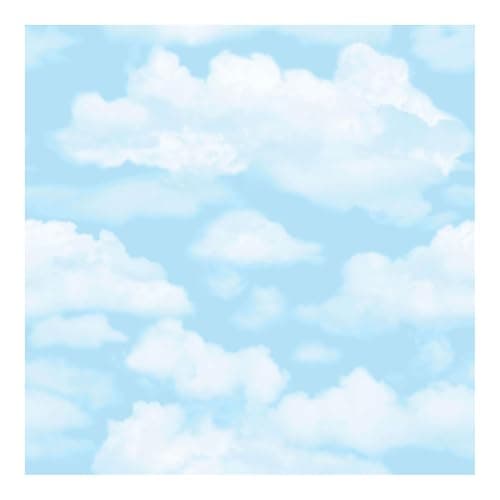 Image of Fresco Cloud Nine Sky Print Clouds Wallpaper | Blue Novelty Wallcovering | Eco-Friendly Wallpaper