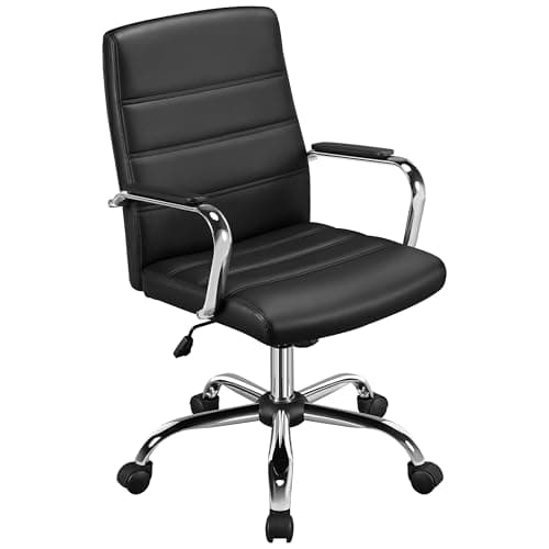 Image of Yaheetech Office Desk Chair Ergonomic Computer Executive Chair with Arms on Wheels, Swivel, for Home Work Study Black