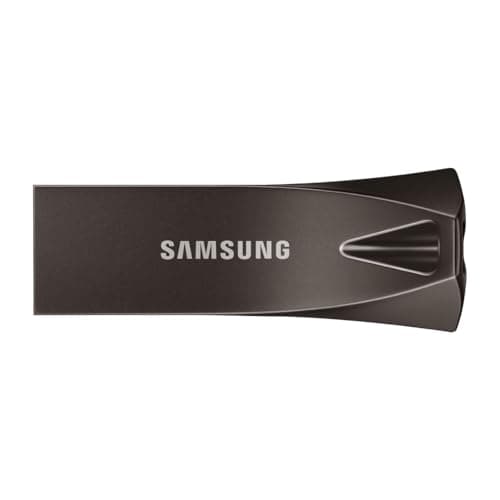 Image of Samsung BAR Plus USB Flash Drive Type-A, 512 GB, 400 MB/s Read, 110 MB/s Write, Durable USB 3.2 Memory Stick with Key Ring, Titanium Grey, MUF-512BE4/APC