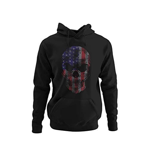 Image of knut Fashion & Streetwear Men's Pullover America Hoodie Men USA Flag Unisex US Flag Skull Jumper Hoodie Sweatshirt Top Made of Cotton Black White S-5XL, black, XL