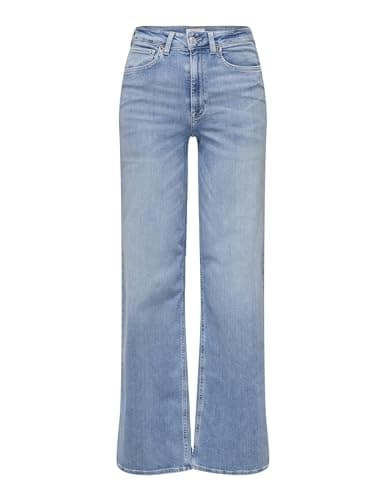 Image of ONLY Womens Onlmadison Blush Hw Wide DNM Cro371 Noos Jeans, Light Blue (Light Blue Denim), L / 32L UK