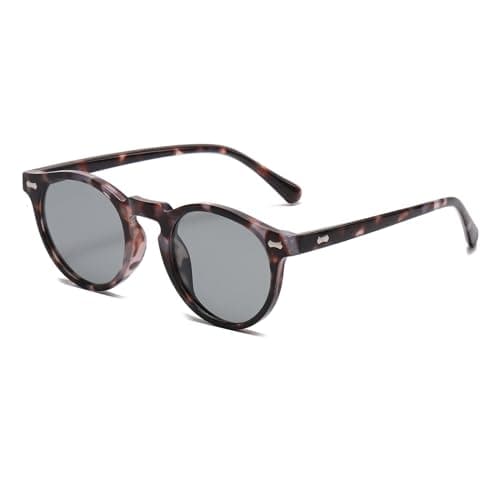 Image of LJCZKA Retro Round Polarized Sunglasses Mens Womens, Vintage Polarised Sunglasses Classic Trendy Shades Unisex UV400 Protection