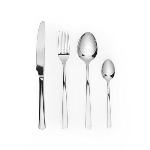 Image of Salter Kendal Cutlery Set - 16 Piece, 18/10 Stainless Steel Dinnerware, 4 Place Settings, Mirror Polished Finish, Including Forks, Knives, Teaspoons, Tablespoons, Dishwasher Safe, 50 Year Guarantee