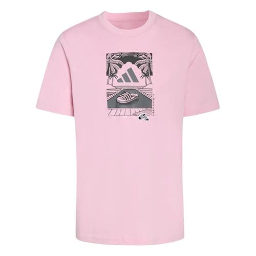 Image of adidas Men's Summer Slides Relax Graphic T-Shirt, True Pink, XL