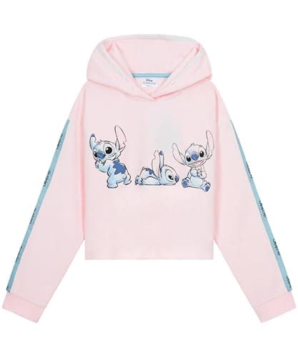 Image of Disney Stitch Hoodie for Girls - Cropped Sweatshirt Fashion Top for Girls and Teenagers 7-14 Years - Stitch Gifts (11-12 Years, Dusty Coral)