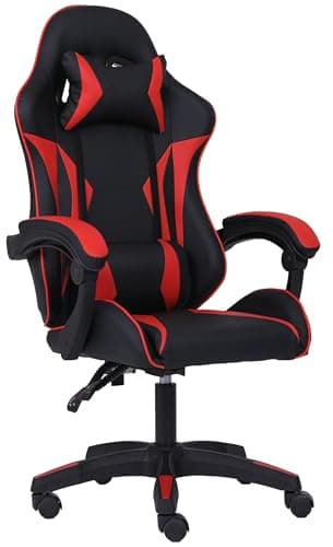 Image of Millhouse Sport Desk Chair, Adjustable Office Gaming Racing Chair with Lumbar and Head Pillow - X3577 - Red-Black