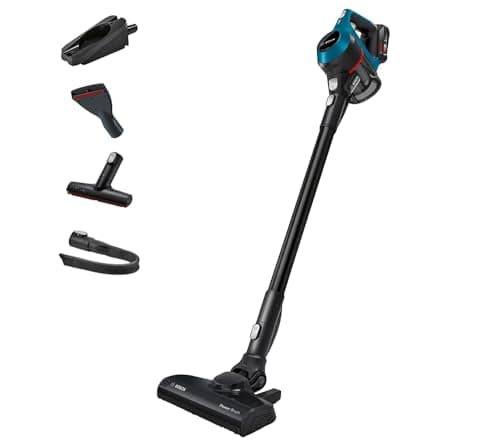 Image of Bosch BCS612LGB Unlimited 6 Cordless Stick Vacuum Cleaner, Ultra Lightweight Design, Suitable for All Floor Types, 2 x Interchangeable 18V Batteries, 60 Minutes Run Time, Laguna Blue