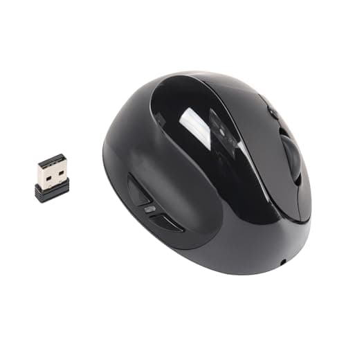 Image of Tynerza Wireless Mouse, Left Hand Ergonomic Vertical Rechargeable, 6 Buttons 800/1200/1600DPI, Optical Portable Wireless Office Mouse with 2.4G USB Receiver for Computers, Laptops (Black) 