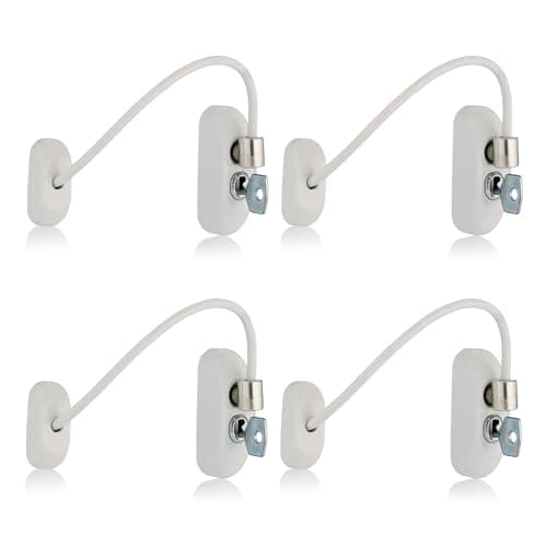 Image of XFORT Viper Key Locking Cable Window Restrictor in White, Durable Window Safety Lock for Child Safety and Window Security