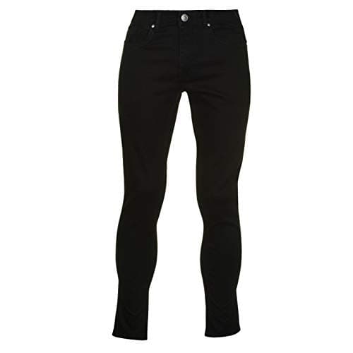 Image of Firetrap Mens Skinny Jeans Tonal Stitching Denim Trousers Casual Pants Bottoms Black 32 L32