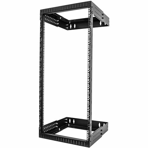 Image of StarTech.com 2-Post 24U Heavy-Duty Wall Mount Network Rack, 19" Open Frame Server Rack with Adjustable Depth, Wall Mount Data Rack for IT / AV / Patch Panel / Computer Equipment (RACK-24U-20-WALL-OA)