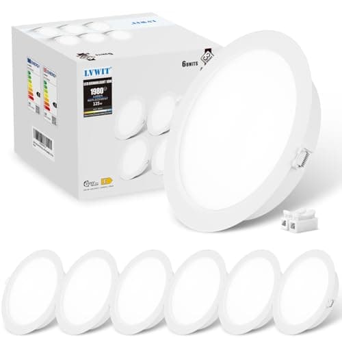 Image of LVWIT LED Downlight Ceiling,18W Ultra Slim LED Recessed Ceiling Spot Lights,1980LM,6500K Cool White Spotlights Ceiling Lights for Bathroom Kitchen Living Room,Non-Dimmable,6 Pack
