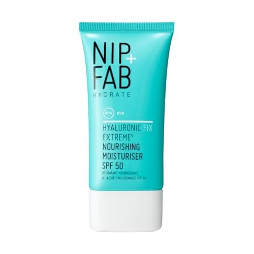 Image of Nip + Fab Hyaluronic Fix Extreme4 Nourishing SPF 50 Moisturiser (50ml) – Ultra-Hydrating Daily Face Cream with Broad Spectrum UVA/UVB Protection, 1% Hyaluronic Acid & Polyglutamic Acid