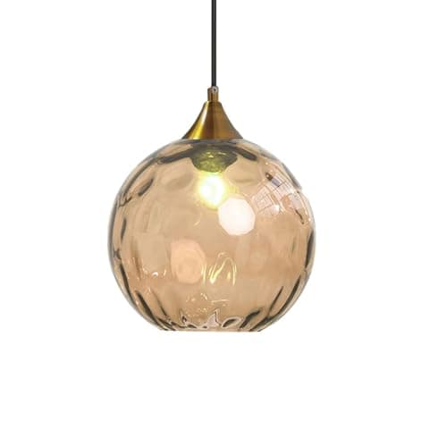 Image of ZTTECH 200mm Amber Glass Pendant Light Vintage Hanging Lamp with Bronze Gold Holder E27 Glass Lamp Indoor Lighting for Kitchen Island Dining Table Bedroom Living Room (Amber, 200 mm)