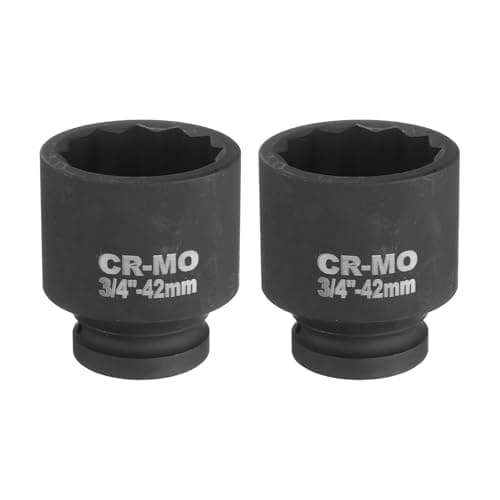 Image of sourcing map 2Pcs 3/4-Inch Drive 12 Point Impact Socket 42mm Metric Spindle Axle Nut Socket Driver Wrench for Auto Repair Easy Removal