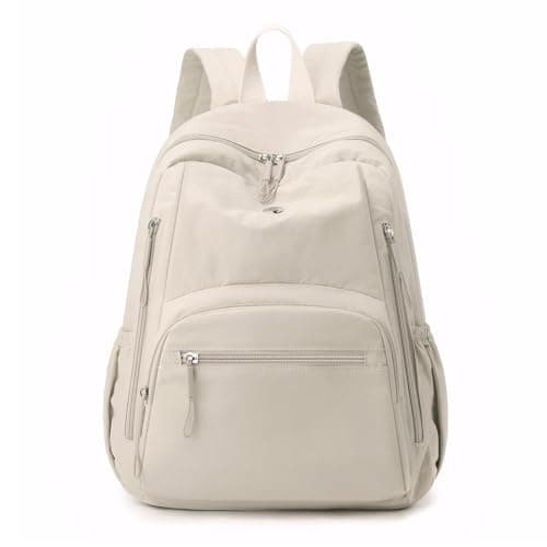 Image of Ausing Ultra Lightweight Backpack - Large Capacity Waterproof School Laptop Bag - Daily Use Pure White Color Rucksack Bag For Men Women Teenage Girls Boys