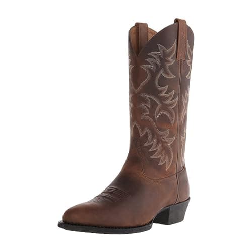 Image of Mens Vintage Western Boots Pointed Toe Embroidered Cowboy Shoes Wide Calf Find Shoes Men, brown,12 UK