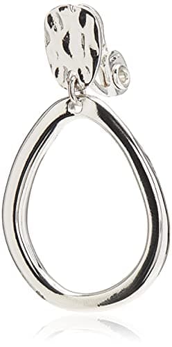 Image of Anne Klein Silver Tone Clipped Drop Hoop Earrings