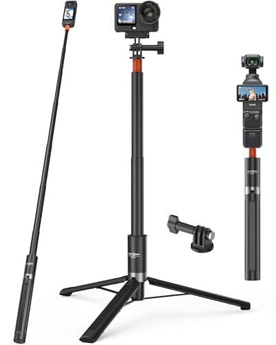 Image of 58"/147cm Action Camera Selfie Stick Tripod for Insta360 X5/X4/X3, DJI Osmo 360, Pocket 4/3, All GoPro Models - Compact Travel Tripod/Volg Hand Grip/Extendable Monopod/Floor Stand/Portable Accessories