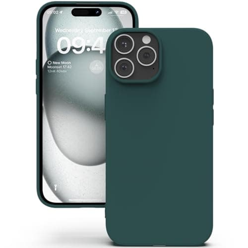 Image of YATWIN Silicone Case for iPhone 15 Pro, Soft-Touch, Shockproof, DustProof, Antiskid Full Body Armour Phone Cover for Apple iPhone 15 Pro - Dark Green