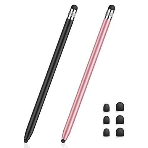 Image of MEKO Stylus Pens for Touch Screens, Universal Tablet Pen Capacitive 2 in 1 Stylus for Switch/iPhone/iPad/pro/Mini/Air/Samsung/Tablet(Black + Rose Gold)