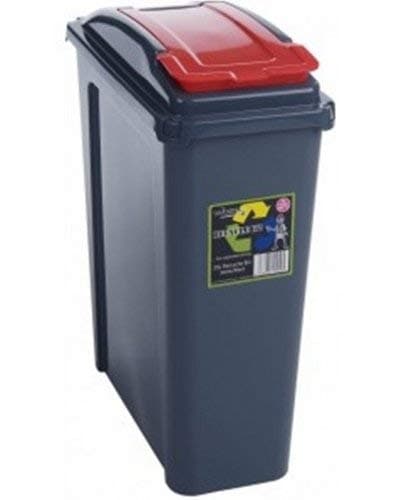 Image of Wham 25/50 Litre Plastic Waste Bin with Flap Lid Recycling Bin (25L Red)
