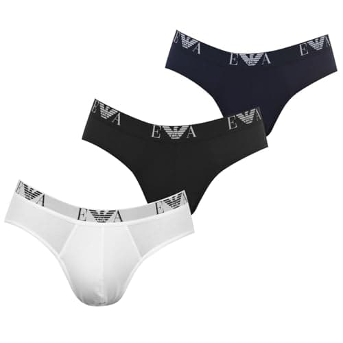 Image of Emporio Armani Men's 3-pack Essential Monogram Boxer Briefs, Multicolour, XL UK