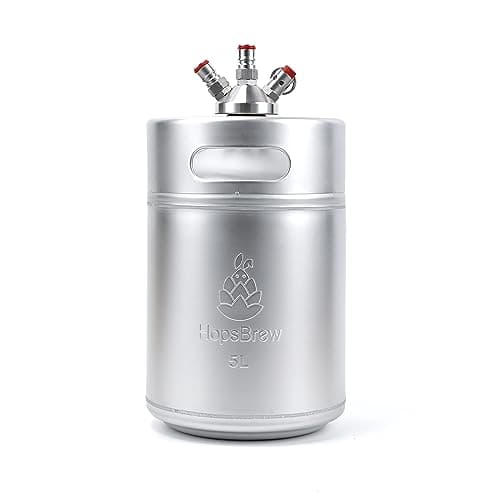 Image of HopsBrew Mini 304 Stainless Steel Keg Growler (5L Standard Silver with Spear)