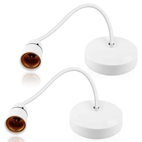 Image of Ceiling Pendant Light Fitting E27 Lamp Holder 8.5”(215mm), White Ceiling Rose Light Fitting Bulb Holder Pendant Ceiling Lamp for Kitchen Island Living Room Bedroom Dinning Room Industrial Lightings