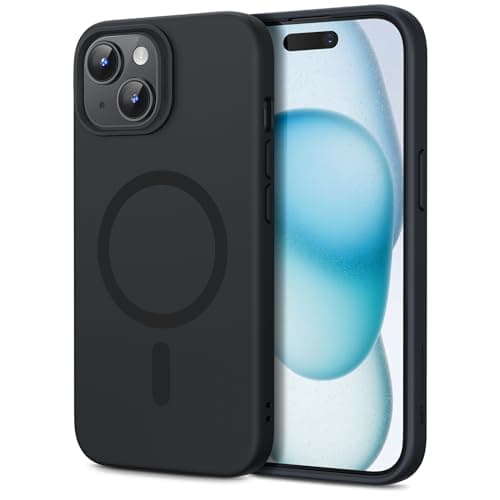 Image of ESR for iPhone 15 Case with MagSafe, Supports Magnetic Charging, Slim Liquid Silicone Case, Shock Absorbing, Screen and Camera Protection, Cloud Series, Black
