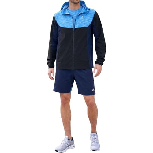 Image of ALPS ATG Mens 3Pcs Sports T-Shirt, Shorts & Hooded Jacket Set – Lightweight, Super Stretch, Quick Dry, Breathable Activewear for Running, Gym, Training, MWA02 - Navy, M