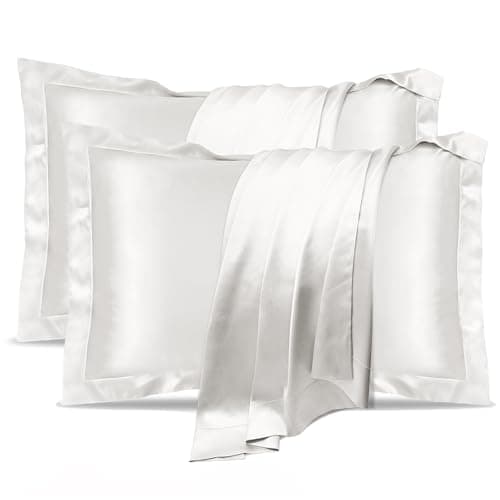 Image of Silk Pillowcase 2 Pack,100% Natural Mulberry Silk Pillowcase for Hair and Skin Health, Standard Size 50 x 75 cm Pillow Case(Overall size: 56 x 80 cm), Soft Smooth Cooling Pillow Covers for Sleeping