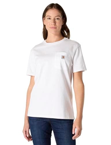 Image of Carhartt, Women's, Loose Fit Heavyweight Short-Sleeve K87 Pocket T-Shirt, White, L