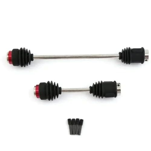 Image of MIGHTY SCAPERS Metal Steel Center Drive Shafts with Dust Cap for 1/10 Scale RC Crawler – Front & Rear Driveshaft Set Compatible with E-Maxx Style Vehicles(Black)
