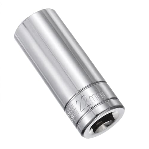 Image of Juttzzei 6-Point Deep Socket, 1/2 Inch Drive 22mm Socket, Full Polishing CR-V Steel, 78mm Length 6-Point Metric Sizes for Car Home Repair Mechanical Maintenance - Silver