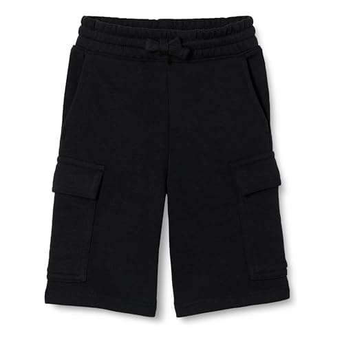 Image of Amazon Essentials Boys' Terry Cargo Sweat Shorts, Black, 11-12 Years