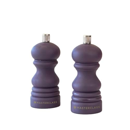 Image of Matt Purple Salt & Pepper Grinder Mills Short 5" Modern Soft Touch Pot Shakers