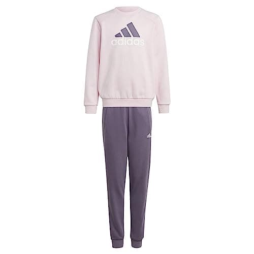 Image of adidas Unisex Kids Essentials Big Logo Fleece Jogger Set Kids, clear pink/shadow violet/white, 13-14 Years