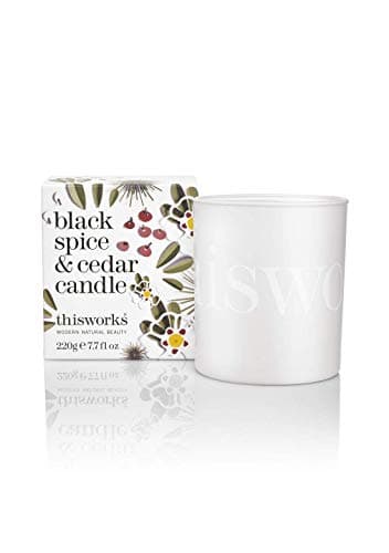 Image of This Works Black Spice and Cedar Candle, 220 g - Luxury Candle Enriched with Essential Oils - Hand Poured Scented Candle with a 40hr Burn Time for a Warming and Soothing Aromatherapy Experience