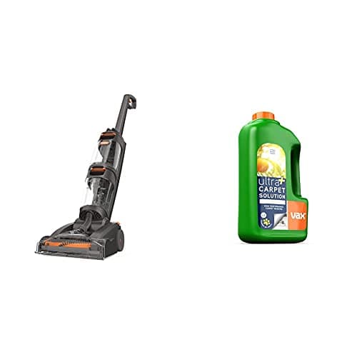 Image of Vax W86-DP-B Dual Power Carpet Cleaner, 2.7 Litre, 800 W, Grey/Orange & New Ultra Plus Carpet Cleaning Solution for Pets, 1.5 Litre