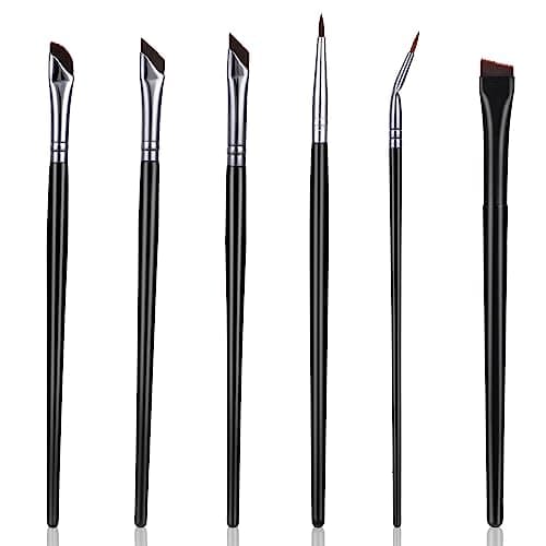 Image of 6 Pieces Eyeliner Brush Set, Precision Gel Eye Liner, Angled Flat Definer Ultra Thin Bent Makeup Brushes, Fine Point Eyeliner Brushes for Precise Liner Eyebrows Make Up