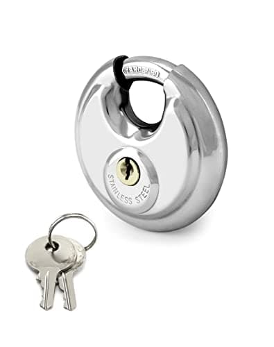 Image of QWROK Round Disc Lock, Outdoor Heavy Duty Keyed Padlocks with Keys, Stainless Steel Shackle, 1 Pcs